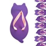 chinelo de gatinho lilas com formato de gato