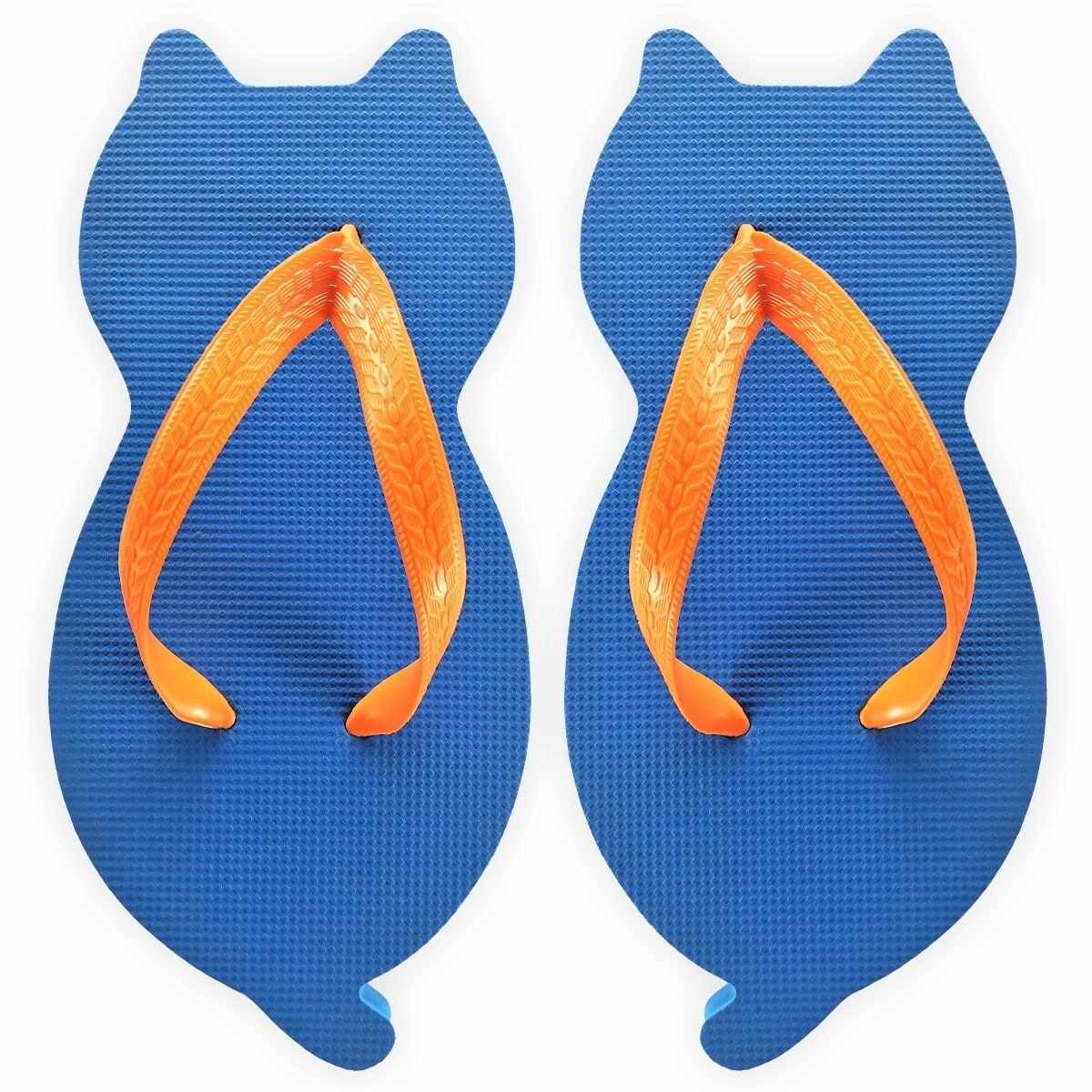 chinelo de gatinho azul com formato de gato