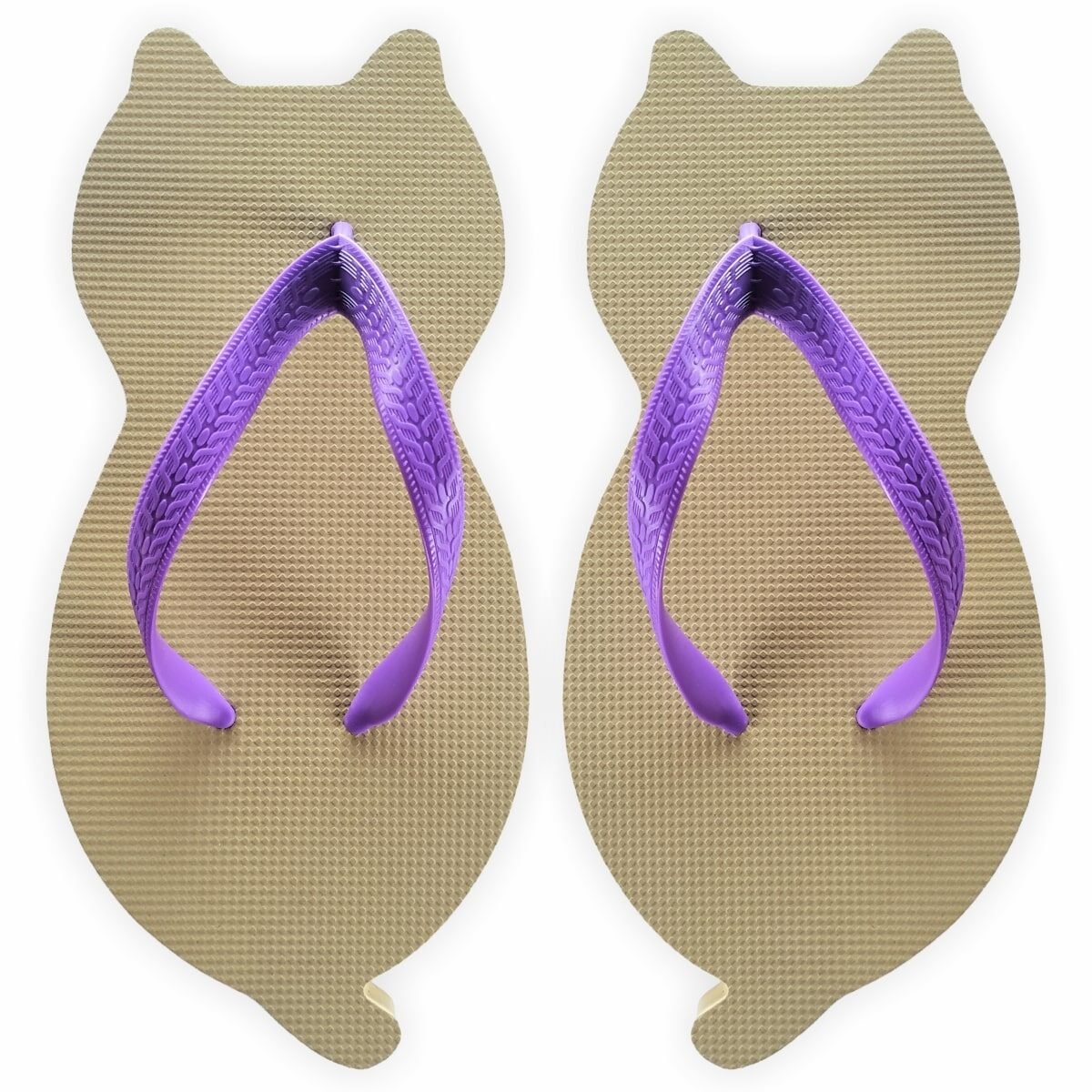 chinelo de gatinho nude com formato de gato
