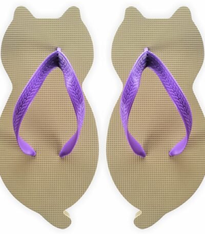 chinelo de gatinho nude com formato de gato