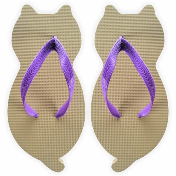 chinelo de gatinho nude com formato de gato