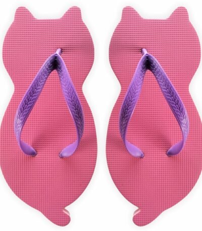 chinelo de gatinho rosa com formato de gato