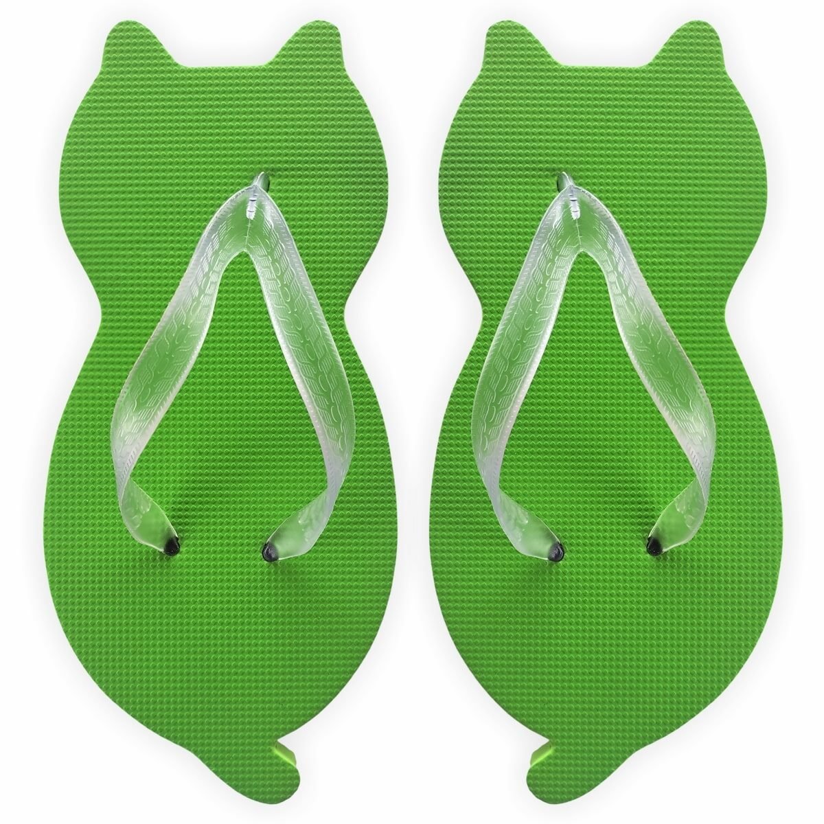 chinelo de gatinho verde com formato de gato
