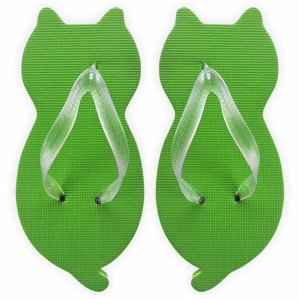 chinelo de gatinho verde com formato de gato