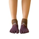 Par de Meias de Gatinho com Dedinhos Amarelo Roxo