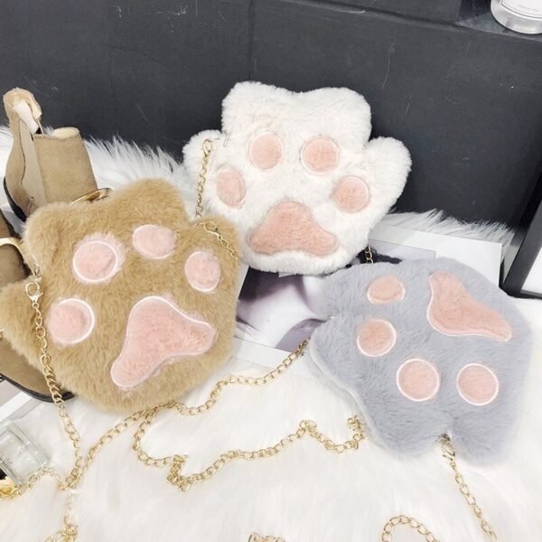 Bolsa Pata do Gatinho Fofo Cat Paw Luxo De Pelúcia Com Alça