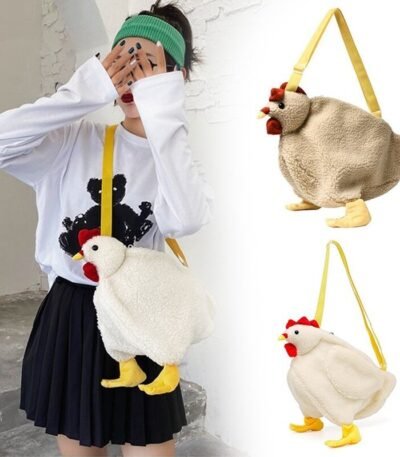 Bolsa com Formato de Galinha de Pelúcia Chicken Bag