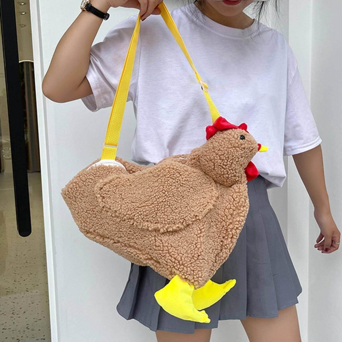 Bolsa com Formato de Galinha de Pelúcia Chicken Bag