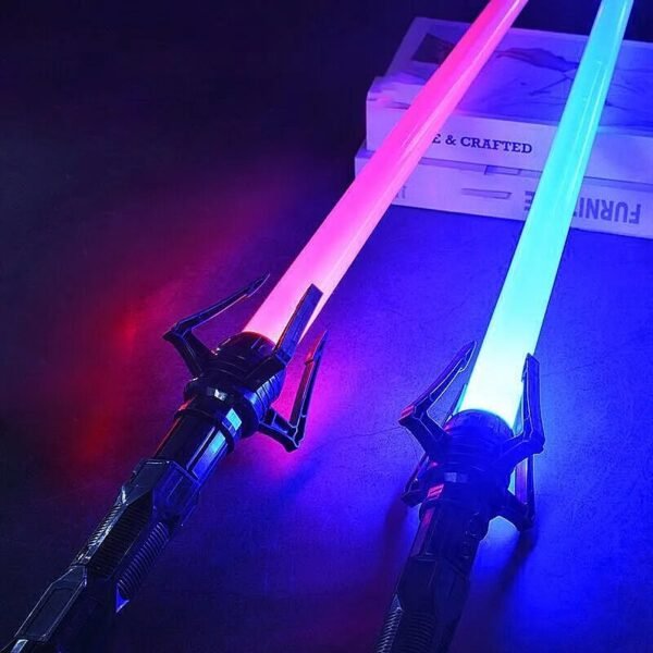 2 Sabre de Luz Star Wars Espada Led Realista com Sons nas Cores Vermelho e Azul que se Encaixam Formando uma Lança de Luz Cavaleiro Jedi