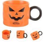 Caneca Abóbora de Halloween Laranja com Colher