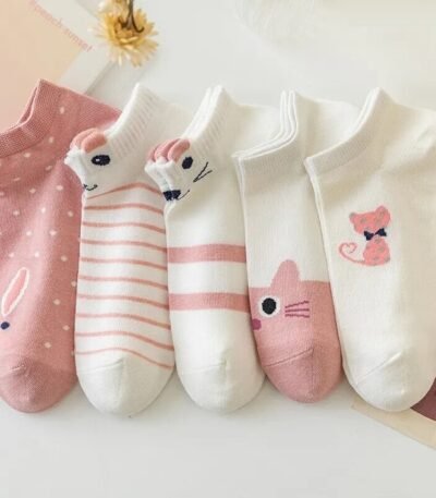 Meias Fofas de Gato Rosa