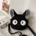 Bolsa Gata Jiji de Pelúcia Preto Macio Fofo Estilo Kawaii Japonês
