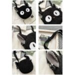 Bolsa Gata Jiji de Pelúcia Preto Macio Fofo Estilo Kawaii Japonês