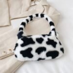 Bolsa de Vaca em Pelúcia com Alça Macio Fofo Estilo Kawaii Japonês