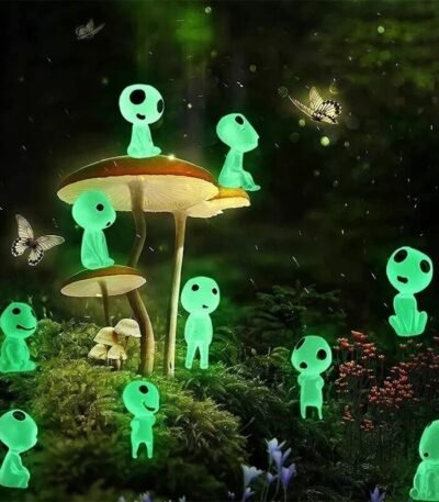 10 Elfos Kodama Miniaturas que Brilham no Escuro Para Decoração de Jardins, Plantas e Casas Luminosos e Fluorescentes