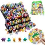 Kit 144 Pokemons + 50 Adesivos Coleção Completa Miniaturas e Bolsa Bag