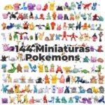 Kit 144 Pokemons + 50 Adesivos Coleção Completa Miniaturas e Bolsa Bag