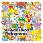 Kit 144 Pokemons + 50 Adesivos Coleção Completa Miniaturas e Bolsa Bag