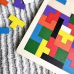 Jogo Tetris Quebra Cabeça de Madeira