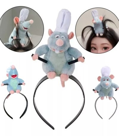 Tiara Arquinho de Pelúcia Ratatouille Chef Remy com Prendedor