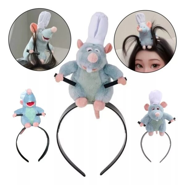 Tiara Arquinho de Pelúcia Ratatouille Chef Remy com Prendedor