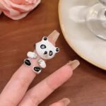 Kit 3 Anéis com Formato de Urso Panda Ajustável Fofo e Divertido