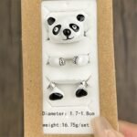 Kit 3 Anéis com Formato de Urso Panda Ajustável Fofo e Divertido