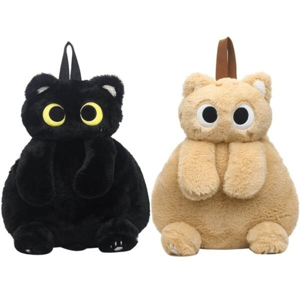 Mochila com Formato De Gatinho de Pelúcia Fofa e Felpuda com Alças Kawaii