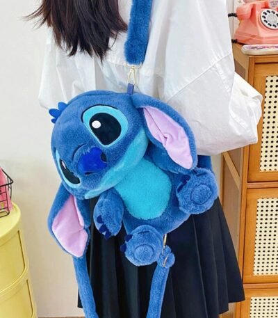 Mochila Stitch de Pelúcia Azul Fofo