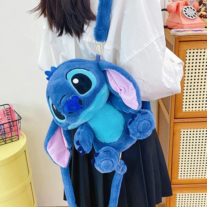 Mochila Stitch de Pelúcia Azul Fofo
