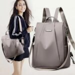 Mochila Bolsa Feminina Anti-Roubo Transversal Estilosa de Alta Capacidade para Viagem e Dia a Dia com Zíper Oculto