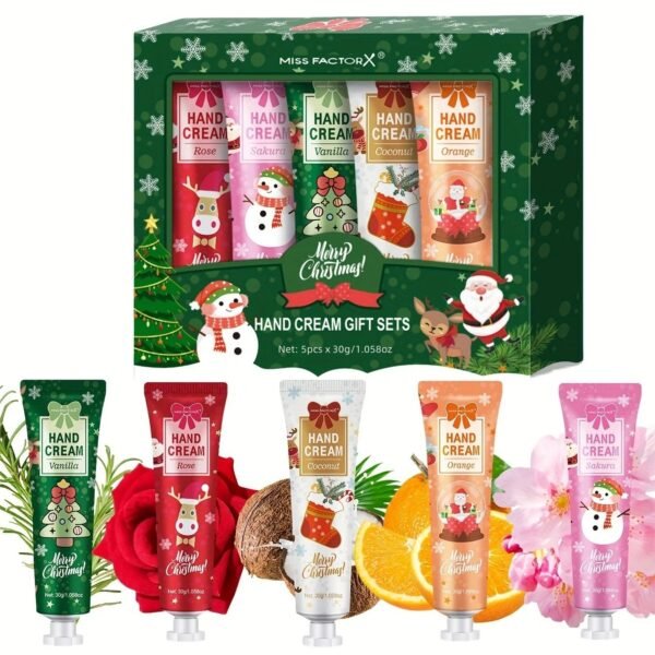 Kit 5 Cremes para as Mãos Fragrâncias Variadas Hidratação Profunda Suave Aveludado Presente de Natal